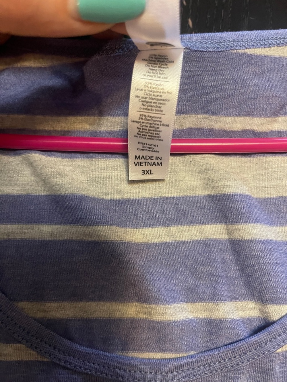 LuLaRoe Lavender & Light Gray Striped Scoop Neck Top NWT - Picture 6 of 6